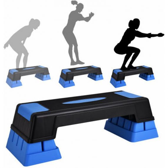 Aerobic Exercise Step Deck Adjustable Workout Aerobic Stepper w/Non-slip Surface SP37260BL 6085650597562
