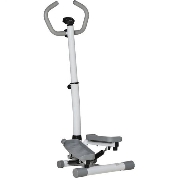 Adjustable Twist Stepper Step Machine For Home Gym Aerobic Workout - White - Homcom 5056534525767 5056534525767
