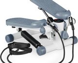 Stepper, Adjustable Resistance, Expanders, Fitness, Display with Step Counter, Gym, 19,5 x 31,5 x 41 cm, Grey - Relaxdays 10037801_111_GB 4052025889241