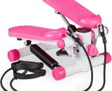 Relaxdays Stepper, Adjustable Resistance, Expanders, Fitness, Display with Step Counter, Gym, 19,5 x 31,5 x 41 cm, Pink 10037801_52_GB 4052025889265