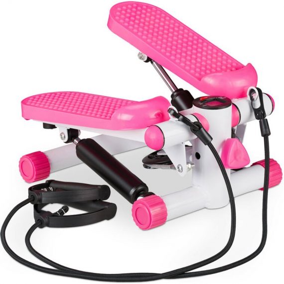 Relaxdays Stepper, Adjustable Resistance, Expanders, Fitness, Display with Step Counter, Gym, 19,5 x 31,5 x 41 cm, Pink 10037801_52_GB 4052025889265